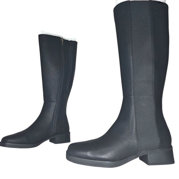 NWT Aerosoles Women's Daria Black Grainy Faux Leather Boots - Picture 2 of 6